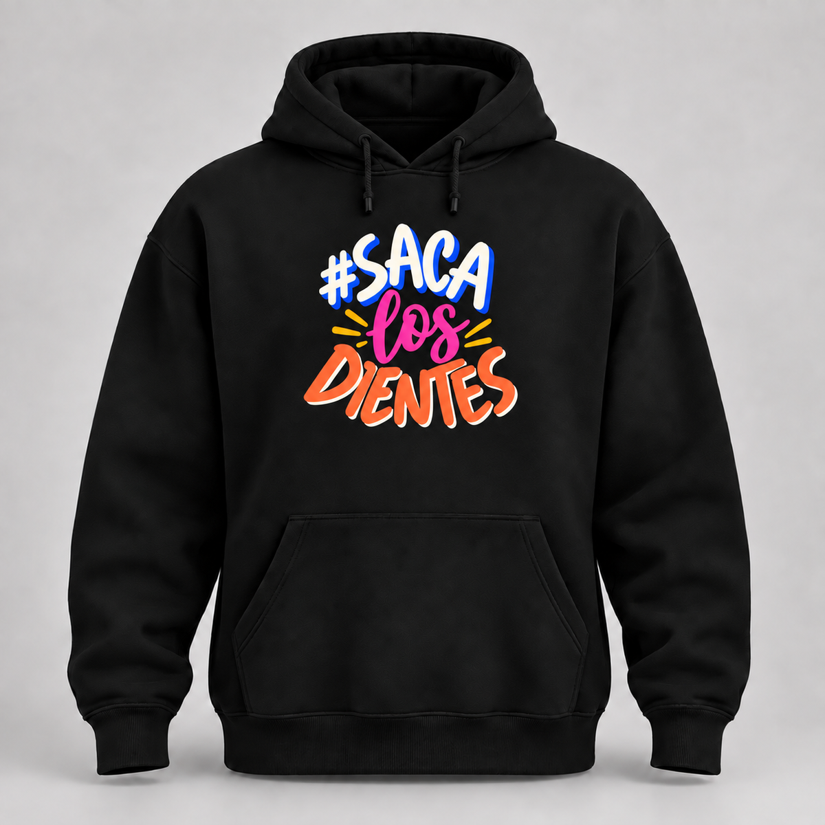 Hoodie negro #SacaLosDientes Color Pop
