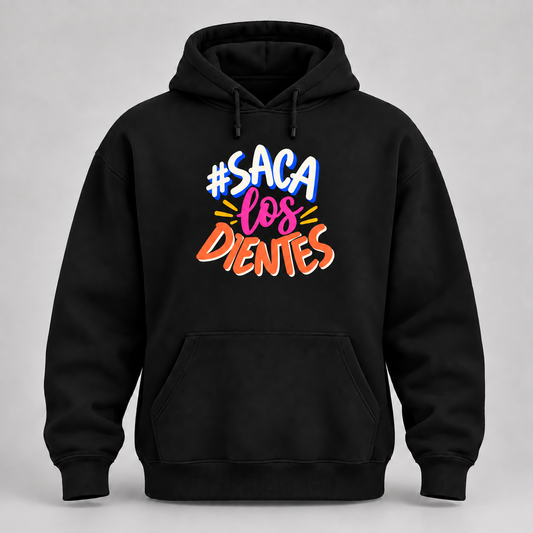 Hoodie negro #SacaLosDientes Color Pop